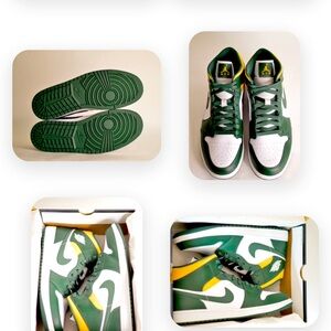 Green and White Athletic Shoes with Yellow Details
(NO HAGGLING)